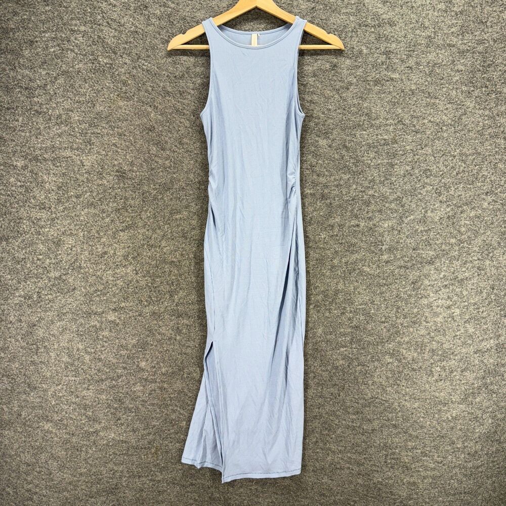 Momanda Dress Women S Small Blue Maxi Long Sleeveless Stretch Round Neck Casual